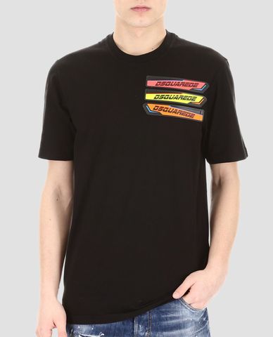  DSQUARED2 - Áo thun nam chi tiết đối lập nhiều màu 