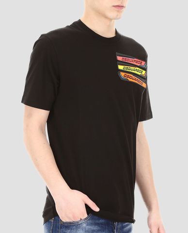  DSQUARED2 - Áo thun nam chi tiết đối lập nhiều màu 