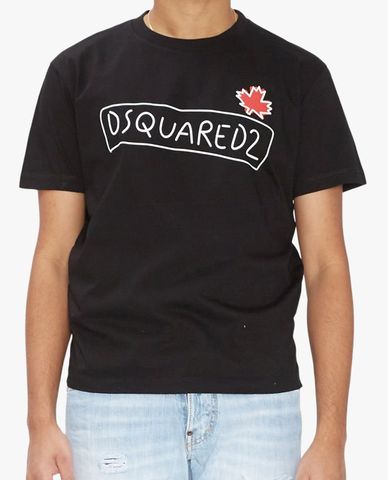  DSQUARED2 - Áo thun nam cổ tròn ngắn tay phối logo thời trang 