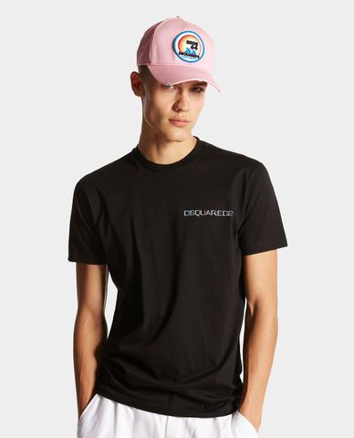  DSQUARED2 - Áo thun nam cổ tròn tay ngắn phối logo Palm Beach 