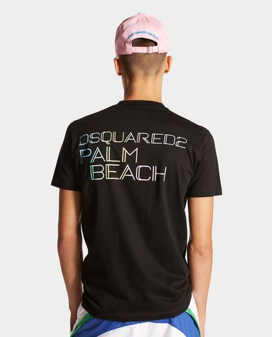  DSQUARED2 - Áo thun nam cổ tròn tay ngắn phối logo Palm Beach 