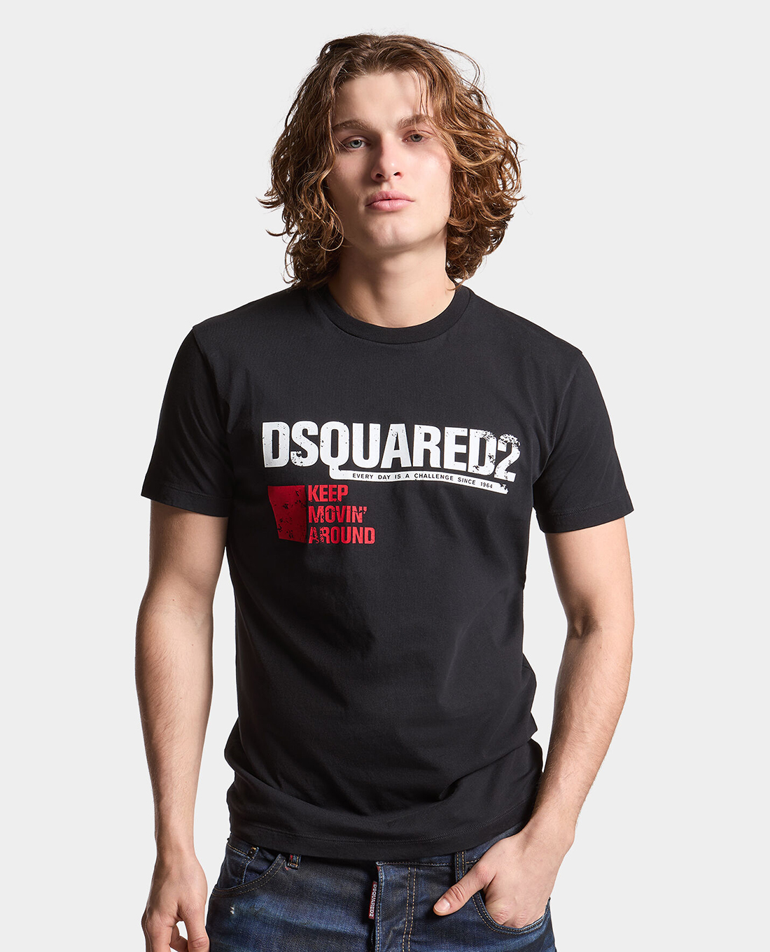 DSQUARED2 - Áo thun nam cổ tròn tay ngắn hiện đại Keep Moving