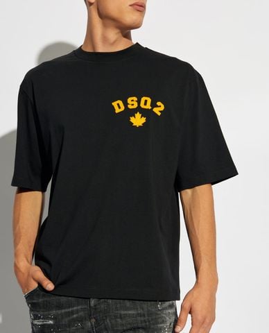  DSQUARED2 - Áo thun nam cổ tròn tay ngắn phối logo nổi bật 