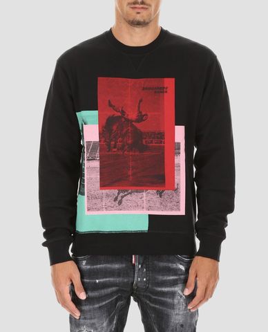  DSQUARED2 - Áo sweatshirt nam họa tiết ảnh chụp đấu bò 
