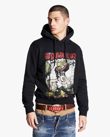  DSQUARED2 - Áo hoodie nam tay dài phối mũ D2 Cool 