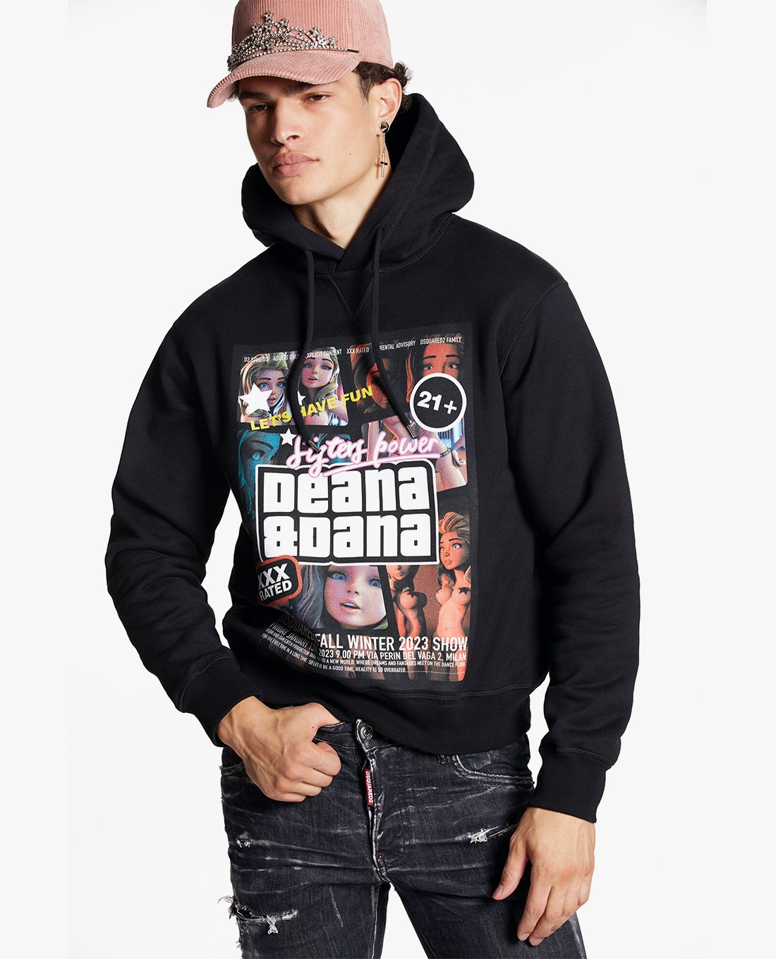 DSQUARED2 - Áo hoodie nam phom suông D2 Cool