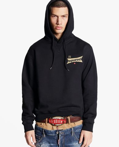  DSQUARED2 - Áo hoodie nam tay dài phom suông D2 Cool 