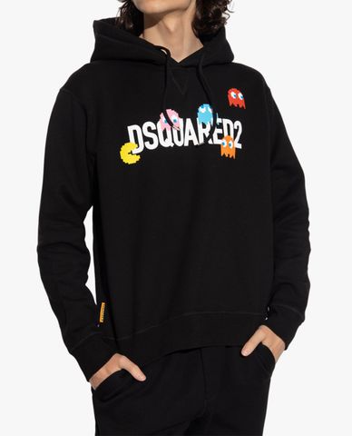  DSQUARED2 - Áo hoodie nam tay dài phối mũ X Pac Man 