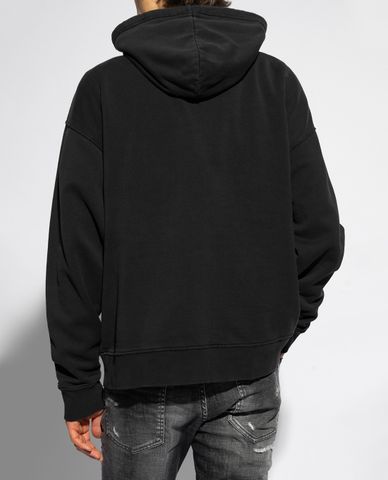  DSQUARED2 - Áo hoodie nam phối mũ dây rút tay dài trang trí ngôi sao 
