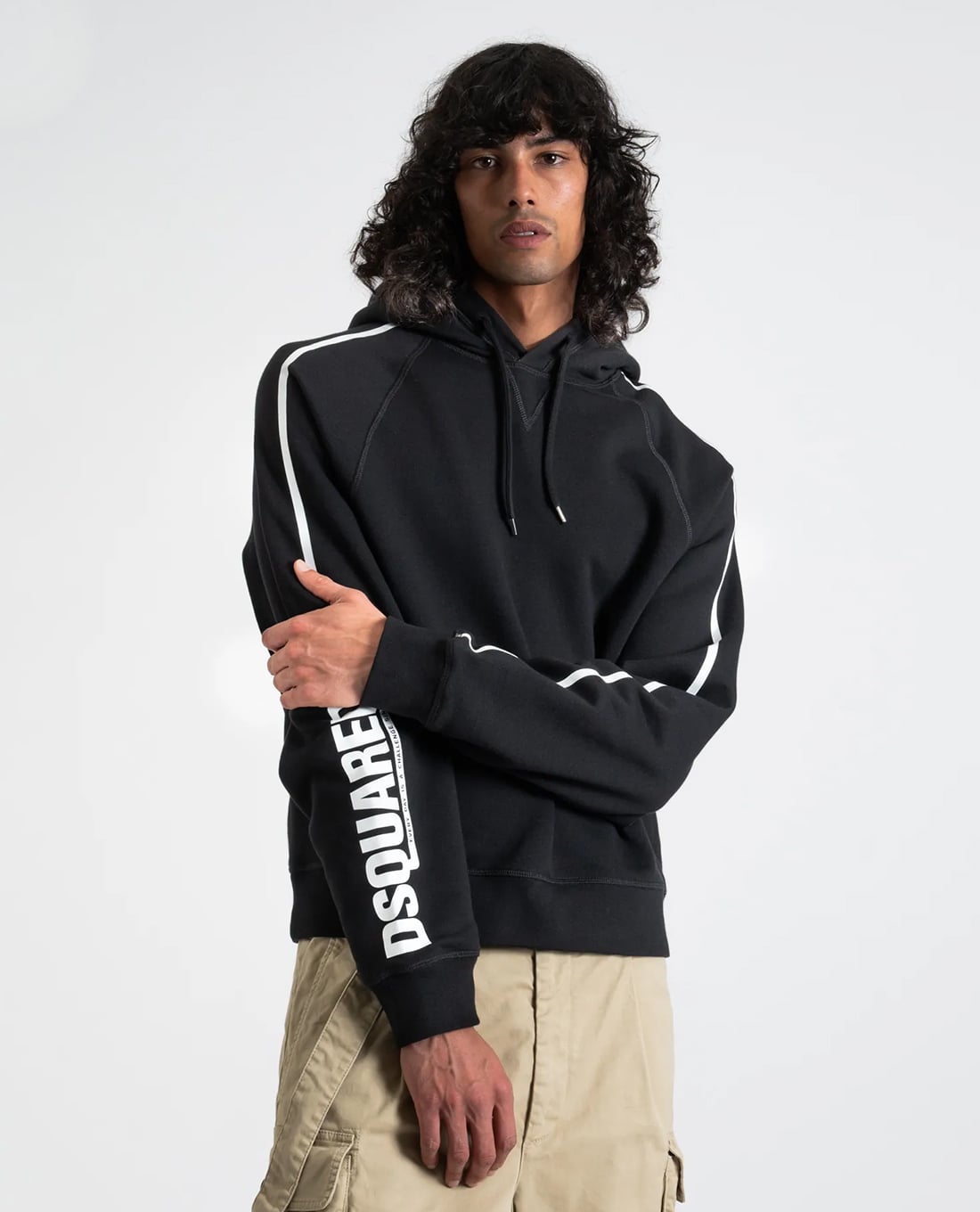 DSQUARED2 - Áo hoodie nam tay dài phối mũ trùm thời trang