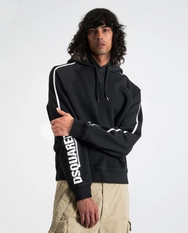  DSQUARED2 - Áo hoodie nam tay dài phối mũ trùm thời trang 