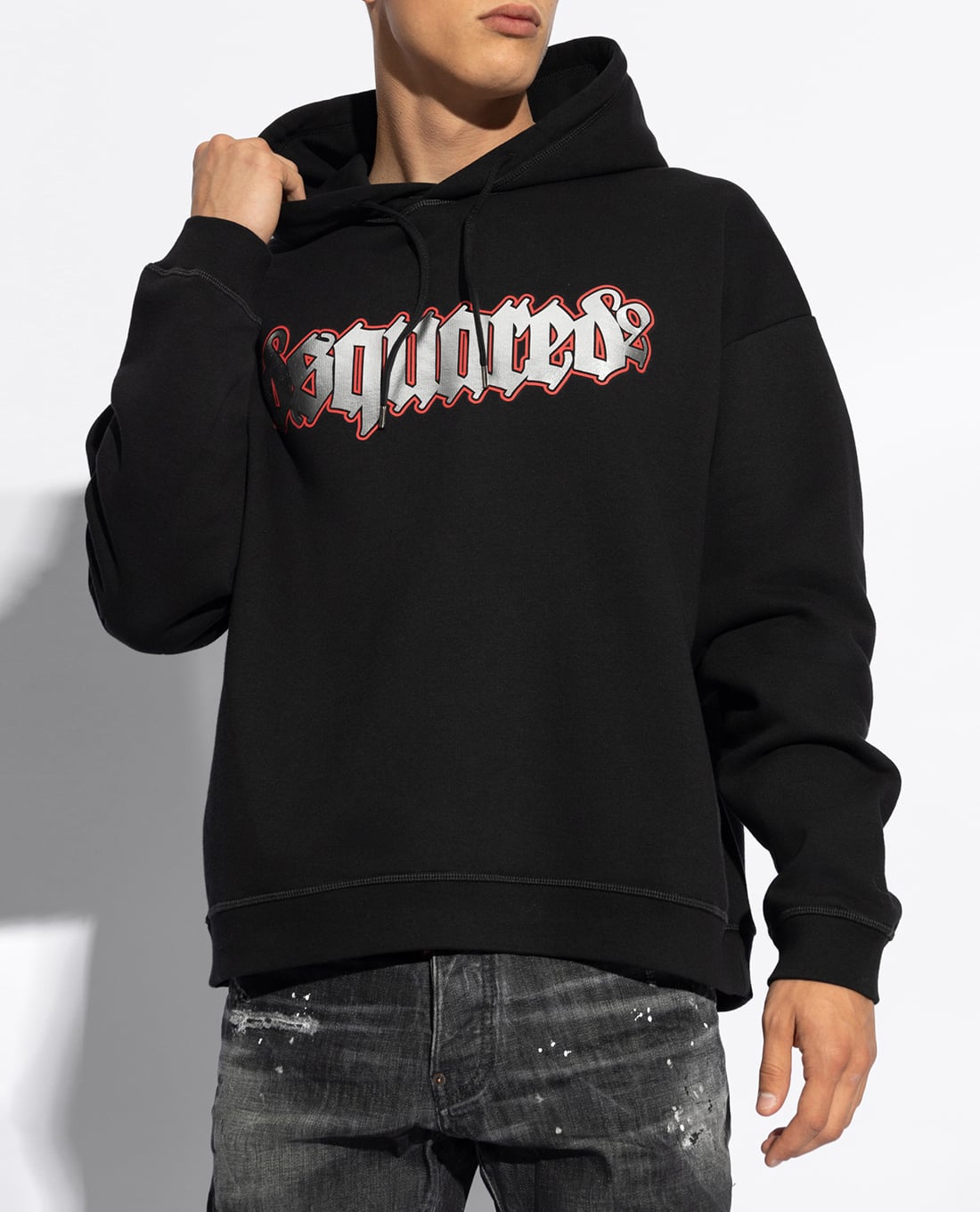 DSQUARED2 - Áo hoodie nam tay dài phom suông in logo cá tính
