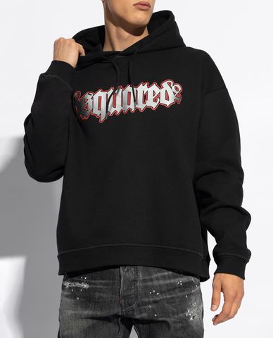  DSQUARED2 - Áo hoodie nam tay dài phom suông in logo cá tính 