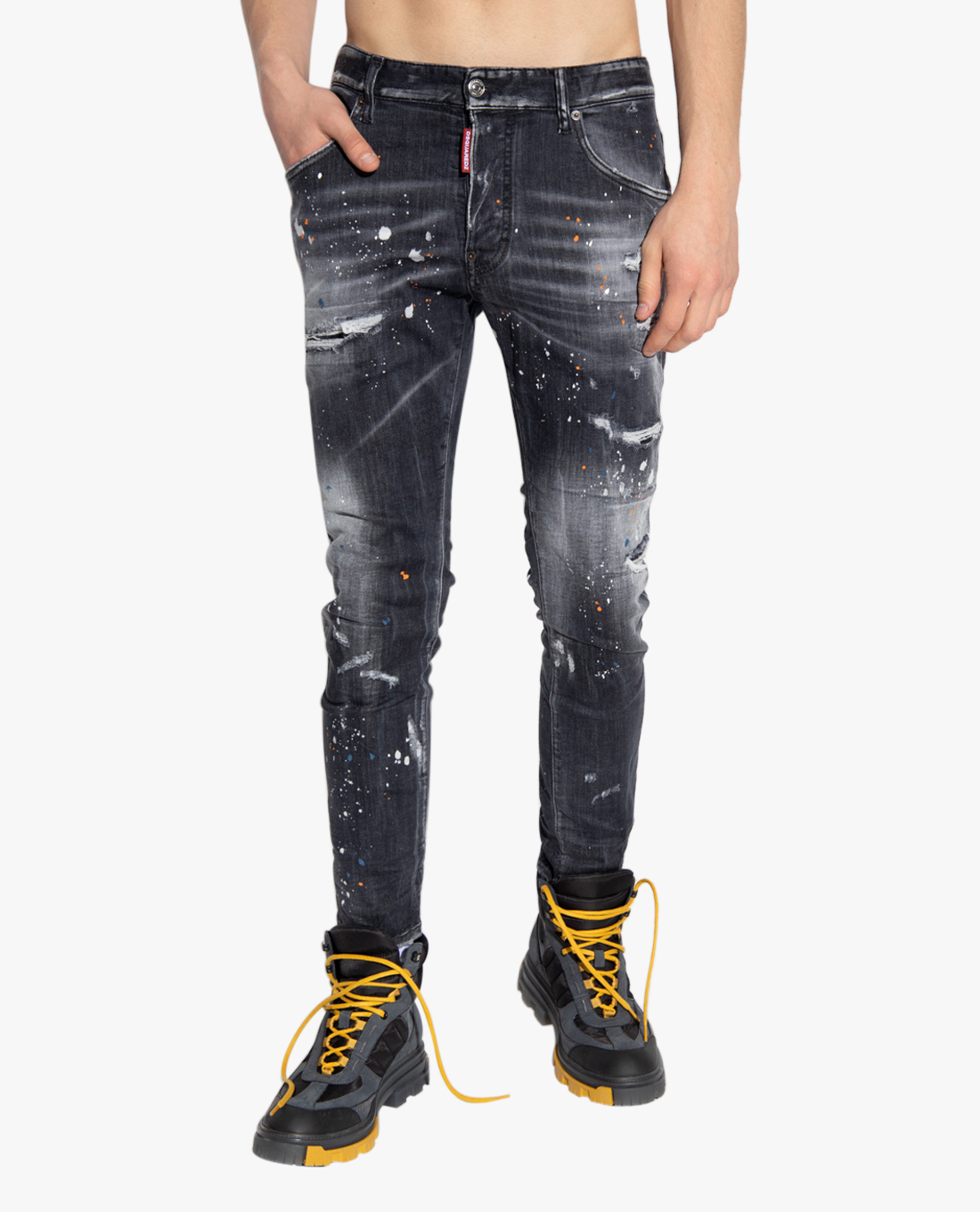 DSQUARED2 - Quần jeans nam phom ôm wash bạc bụi bặm