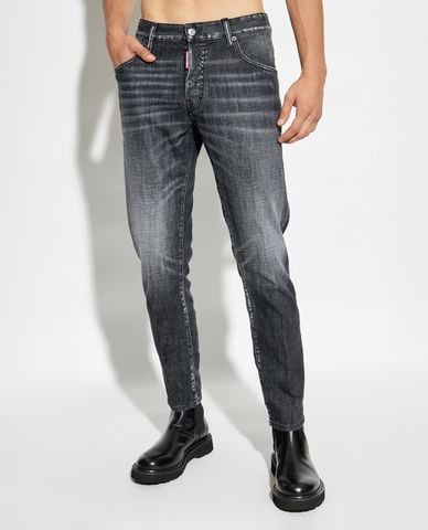  DSQUARED2 - Quần jeans nam phom ôm wash bạc cá tính Skater 