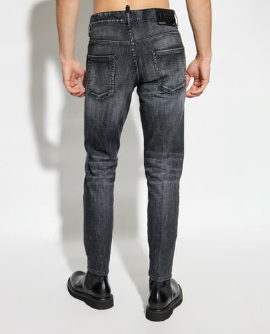  DSQUARED2 - Quần jeans nam phom ôm wash bạc cá tính Skater 