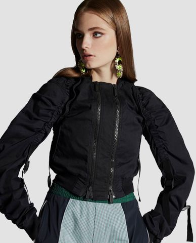  DSQUARED2 - Áo khoác nữ ngắn phối zip Parachute Bomber 