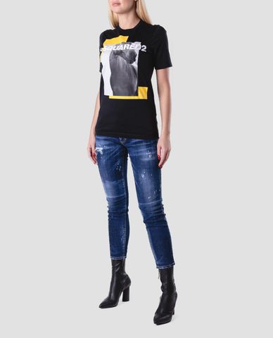  DSQUARED2 - Áo thun nữ tay ngắn cổ tròn Horse Print 
