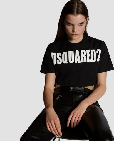  DSQUARED2 - Áo croptop nữ in tên thương hiệu Dsquared2 
