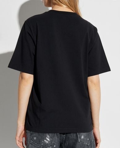  DSQUARED2 - Áo thun nữ cổ tròn tay ngắn đính hạt Jersey Easy 