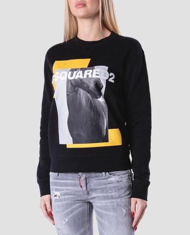  DSQUARED2 - Áo sweatshirt nữ cổ tròn Horse Print 