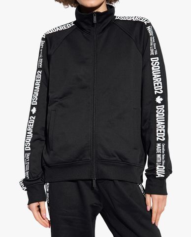  DSQUARED2 - Áo khoác thể thao nữ cổ trụ tay dài phối zip thời trang 