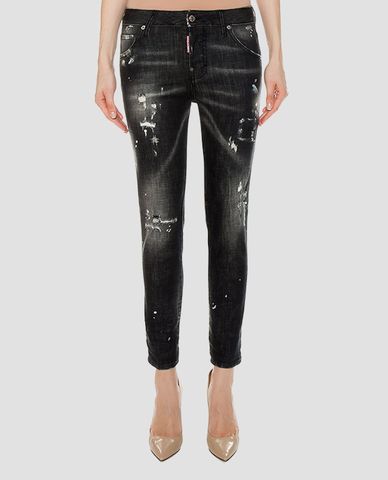  DSQUARED2 - Quần jeans nữ chi tiết rách vải Dark Grey 