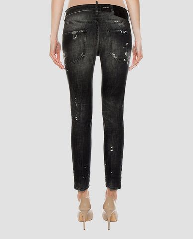  DSQUARED2 - Quần jeans nữ chi tiết rách vải Dark Grey 