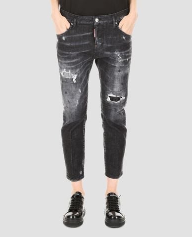  DSQUARED2 - Quần jeans nữ đen wash bạc Cool Girl 