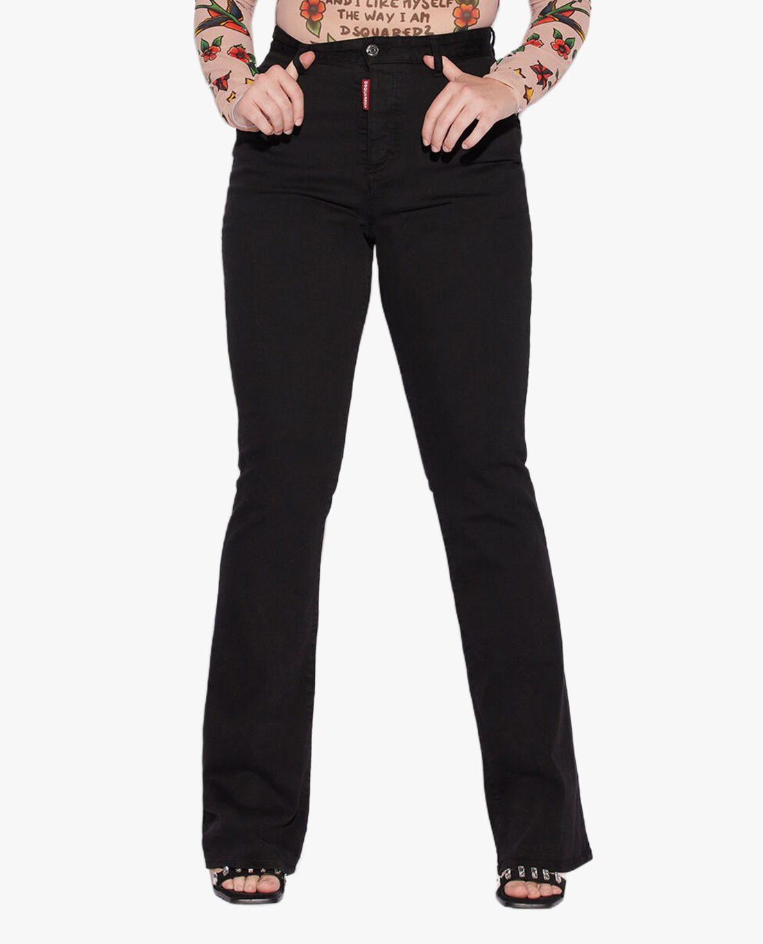 DSQUARED2 - Quần jeans nữ ống loe lưng cao Honey