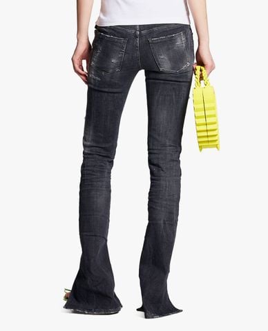  DSQUARED2 - Quần jeans nữ phom ôm rách vải Ripped Wash Trumpet 