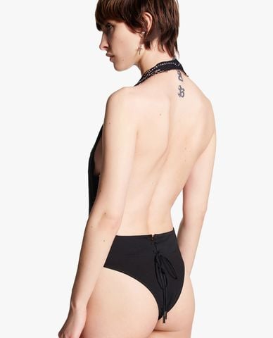  DSQUARED2 - Áo bodysuits khoét ngực Crystal 