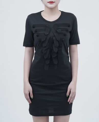  DSQUARED2 - Đầm mini tay ngắn cổ tròn Grosgrain 