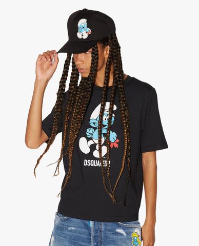  DSQUARED2 - Áo thun nữ cổ tròn tay ngắn Smurfs Easy Tee 