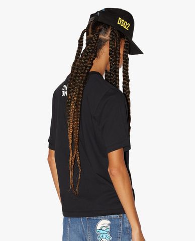  DSQUARED2 - Áo thun nữ cổ tròn tay ngắn Smurfs Easy Tee 