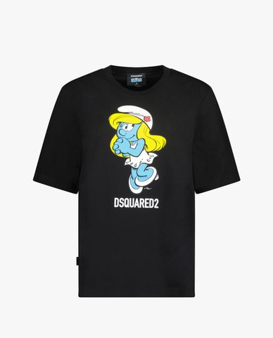  DSQUARED2 - Áo thun nữ cổ tròn tay ngắn Smurfs Easy Tee 