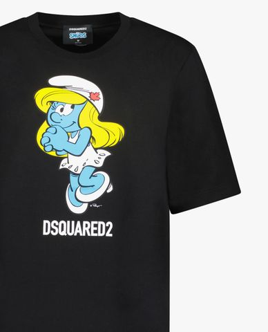 DSQUARED2 - Áo thun nữ cổ tròn tay ngắn Smurfs Easy Tee 