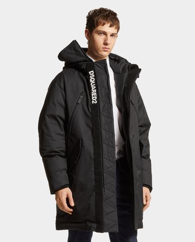  DSQUARED2 - Áo khoác phao nam dáng dài phối mũ Techno 