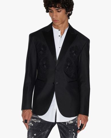  DSQUARED2 - Áo blazer nam tay dài Goth Flower Peak 