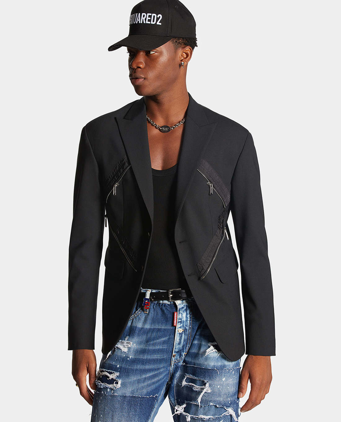 DSQUARED2 - Áo khoác blazer nam phom suông phối zip Diamond