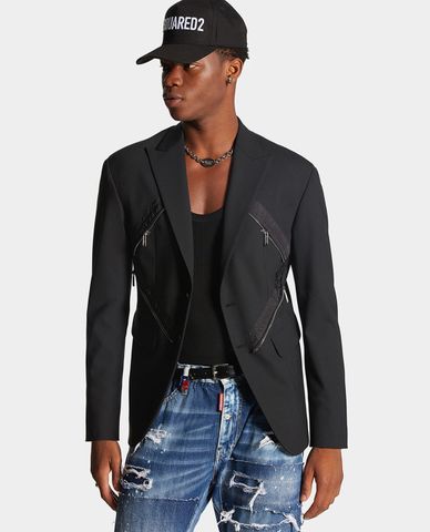  DSQUARED2 - Áo khoác blazer nam phom suông phối zip Diamond 
