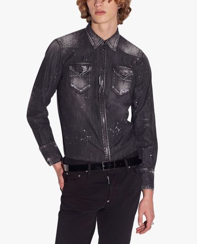  DSQUARED2 - Áo sơ mi nam denim tay dài Classic Western 
