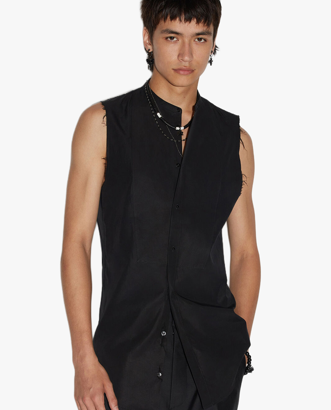 DSQUARED2 - Áo sơ mi nam sát nách cổ trụ thanh lịch