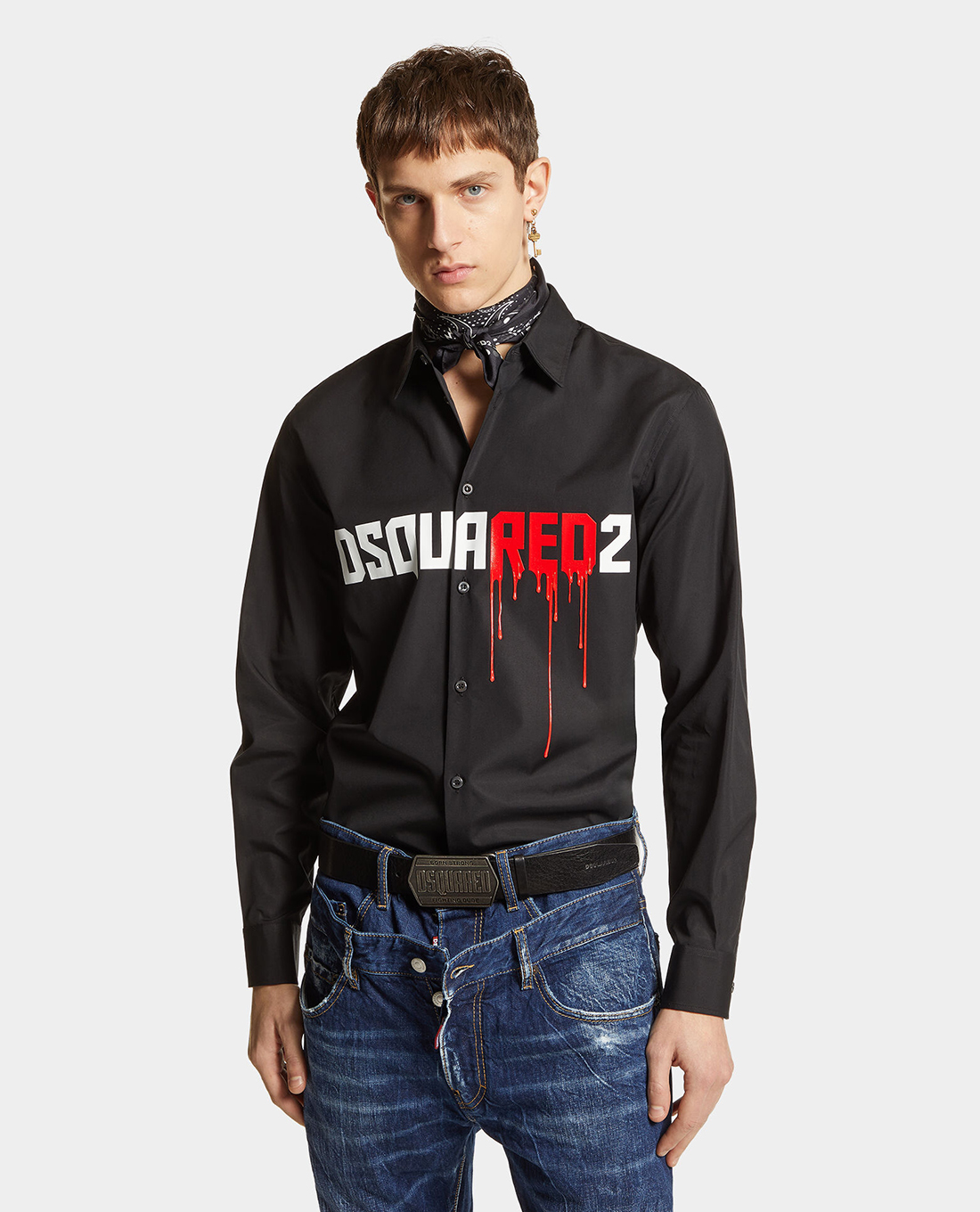 DSQUARED2 - Áo sơ mi nam tay dài phối chữ Horror