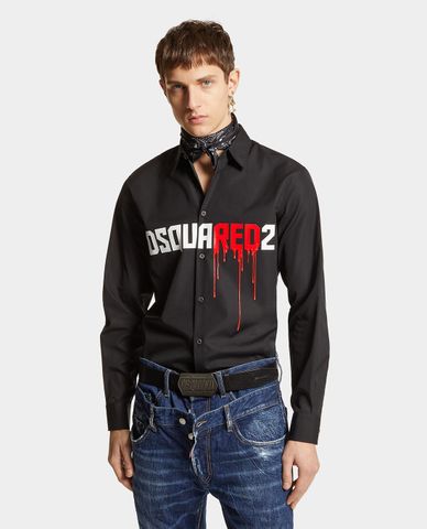  DSQUARED2 - Áo sơ mi nam tay dài phối chữ Horror 