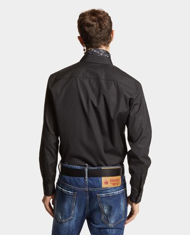  DSQUARED2 - Áo sơ mi nam tay dài phối chữ Horror 