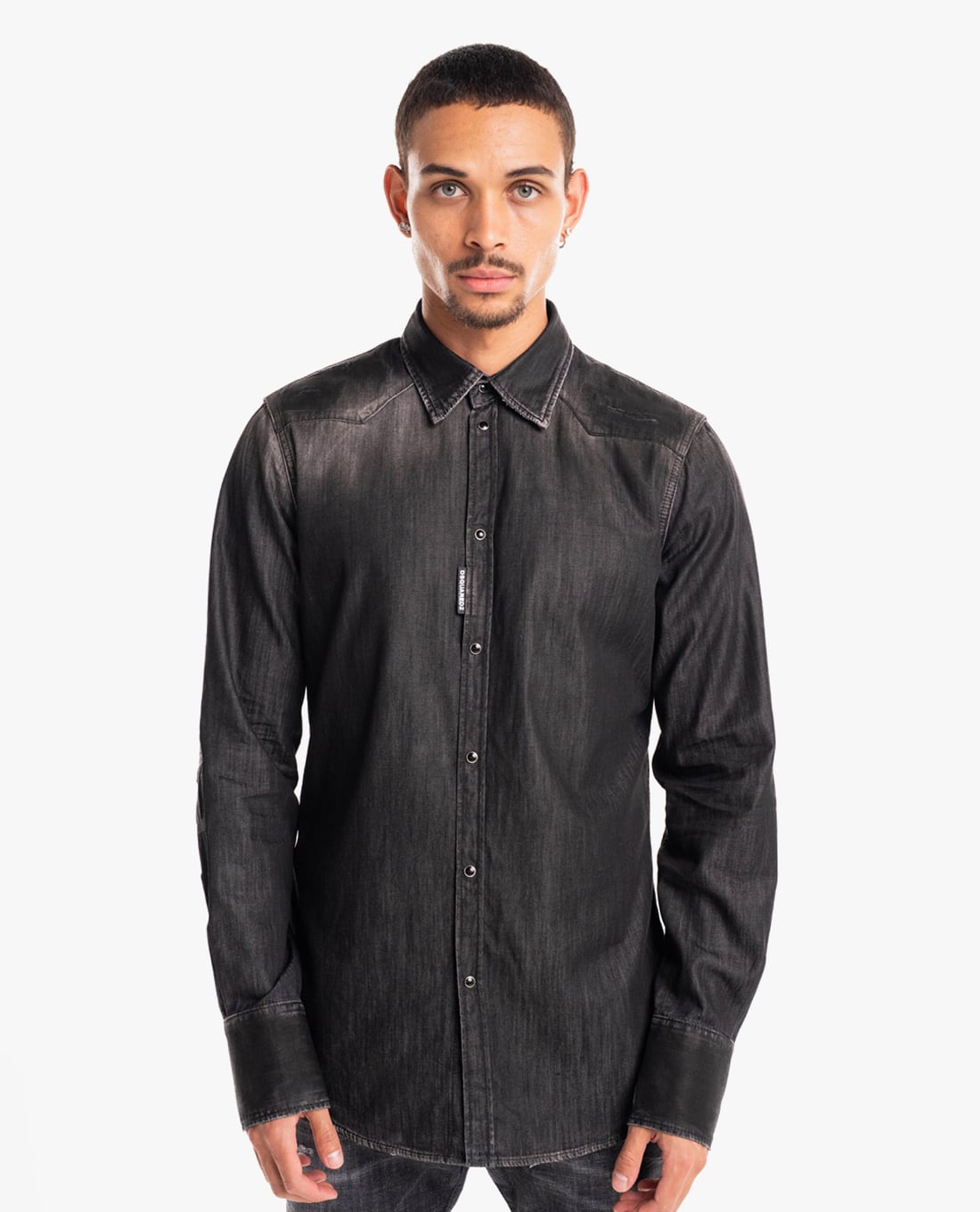 DSQUARED2 - Áo sơ mi denim nam wash bạc thời trang