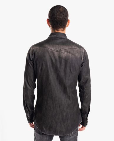  DSQUARED2 - Áo sơ mi denim nam wash bạc thời trang 