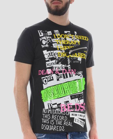  DSQUARED2 - Áo thun nam cổ tròn nhiều họa tiết 