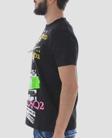  DSQUARED2 - Áo thun nam cổ tròn nhiều họa tiết 